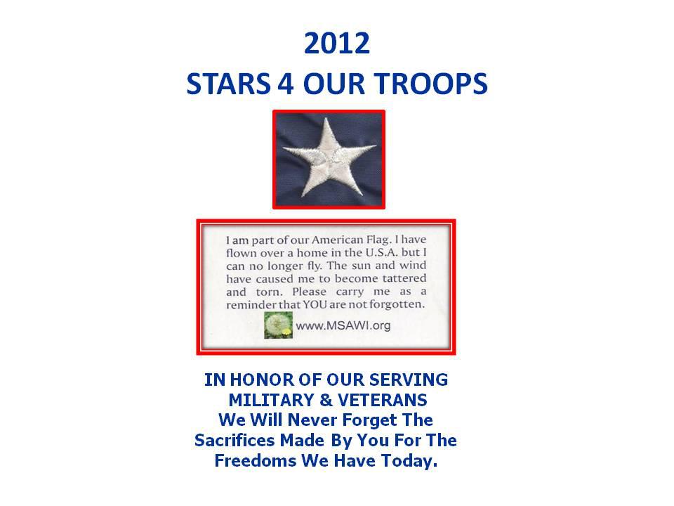 TODAY IS TUESDAY---IT IS BOWE BERGDAHL TUESDAY... MSAWI.ORG WANTS BOWE BERGDAHL TO RECEIVE THIS STAR 4 OUR TROOPS FROM A FELLOW ACTIVE MILITARY MEMBER AND/OR VETERAN.