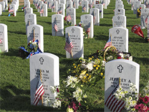 Flags mark gravesites