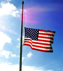 American flag at half staff