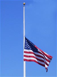 American flag at half staff