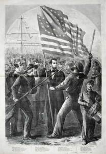 Lincoln with his rallying flag