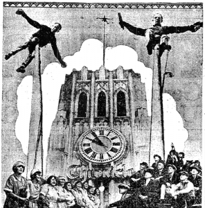 Twin photos of Shipwreck Kelly, atop poles in San Francisco in 1923, capture his bravado. (San Francisco Chronicle)