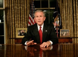 President Bush speaks to the nation on Sept. 11, 2001