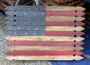 A homemade wooden flag. (James Breig photo)