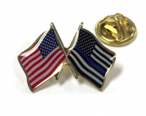 Thin Blue Line & American Flag Lapel Pin