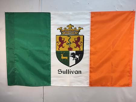 irish custom flag featuring sullivan family crest