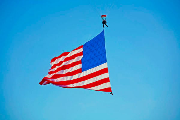 Skydiver with American Flag