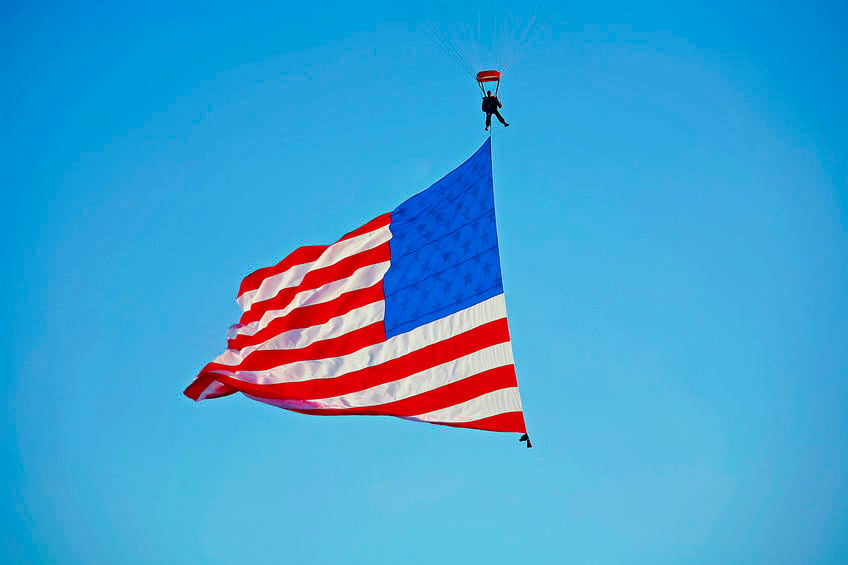 Skydiver with American Flag