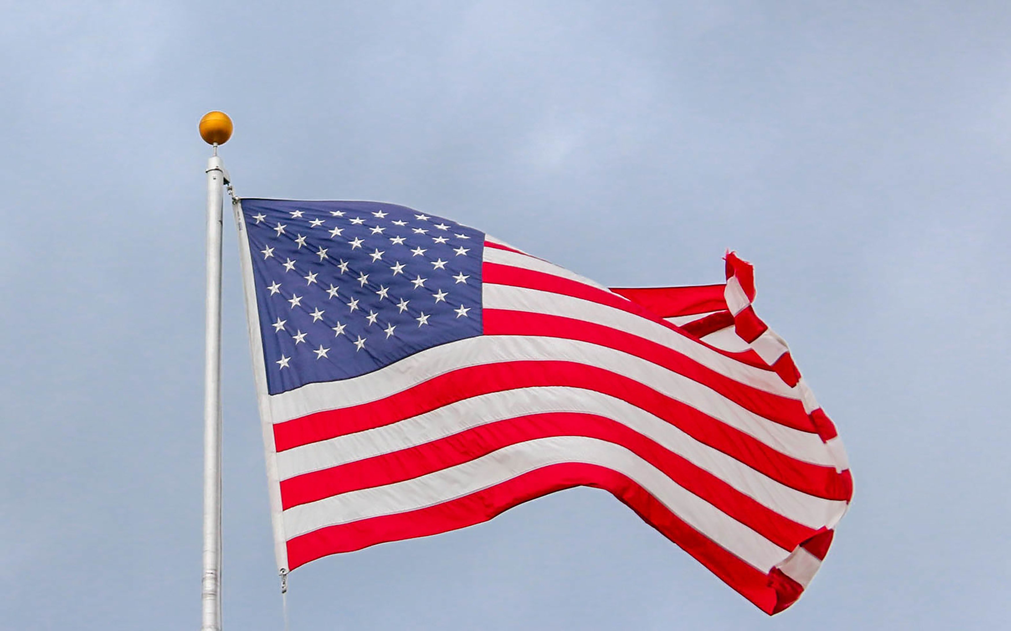 American Flag with Gold Ball Finial