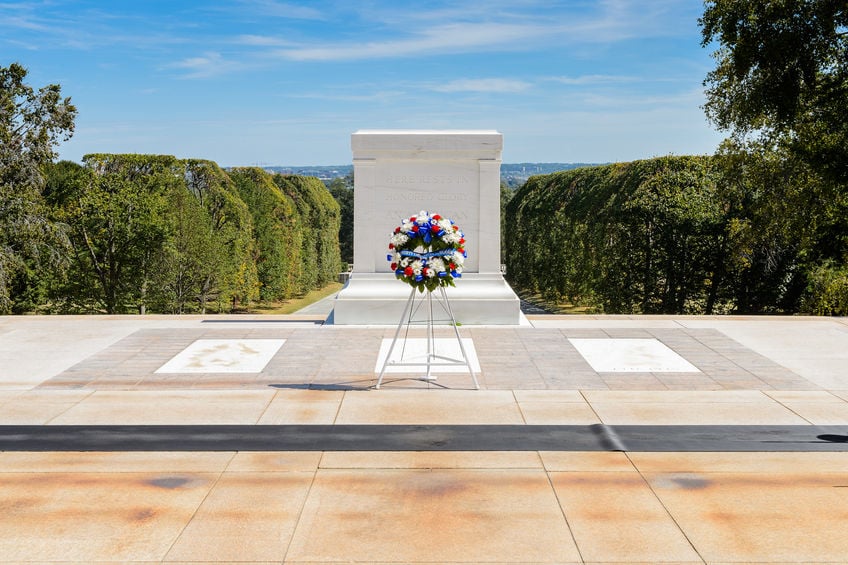 Tomb of the Unknown Soldier at the Arlington national cemetery. 