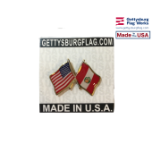 Peru (Seal Design) Lapel Pin (with US Flag) 