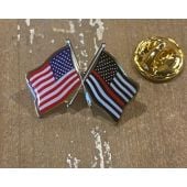 THIN RED LINE LAPEL PIN (DOUBLE WAVING WITH USA)