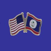 Belize Lapel Pin (Double Waving Flag w/USA)