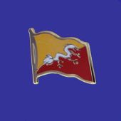 Bhutan Lapel Pin (Single Waving Flag)