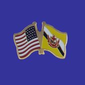 Brunei Lapel Pin (Double Waving Flag w/USA)