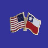 Chile  Lapel Pin (Double Waving Flag w/USA)