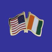 Cote D'Ivoire Lapel Pin (Double Waving Flag w/USA)