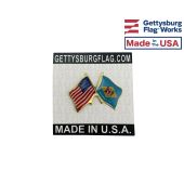 Delaware State Flag Lapel Pin (Double Waving Flag w/USA) (Imported - Close Out)