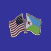 Djibouti Lapel Pin (Double Waving Flag w/USA)