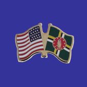 Dominica Lapel Pin (Double Waving Flag w/USA)