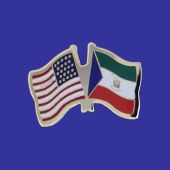 Equatorial Guinea Lapel Pin (Double Waving Flag w/USA)