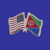 Eritrea Lapel Pin (Double Waving Flag w/USA)