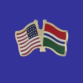 Gambia Lapel Pin (Double Waving Flag w/USA)