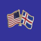 Iceland Lapel Pin (Double Waving Flag w/USA)