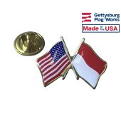 Indonesia Lapel Pin (Double Waving Flag w/USA)