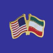 Iran Lapel Pin (Double Waving Flag w/USA)