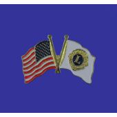 Lions Club Lapel Pin (Double Waving Flag w/USA)