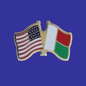 Madagascar Lapel Pin (Double Waving Flag w/USA)