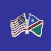 Namibia Lapel Pin (Double Waving Flag w/USA)