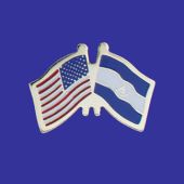 Nicaragua Lapel Pin (Double Waving Flag w/USA)