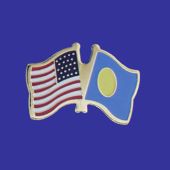 Palau Lapel Pin (Double Waving Flag w/USA)