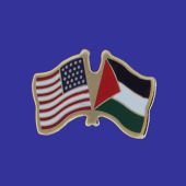 Palestine Lapel Pin (Double Waving Flag w/USA)