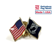 POW/MIA Lapel Pin (Double Waving Flag w/USA)