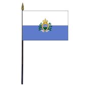 San Marino Stick Flag (with seal) - 4x6"