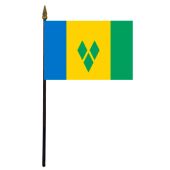 St. Vincent & The Grenadines Stick Flag - 4x6"