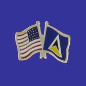 St Lucia Lapel Pin (Double Waving Flag w/USA)