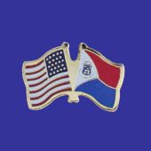 St Maarten Lapel Pin (Double Waving Flag w/USA)