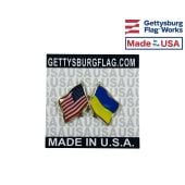 Ukraine Lapel Pin (Double Waving Flag w/USA)