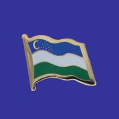 Uzbekistan Lapel Pin (Single Waving Flag)