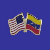 Venezuela (no seal) Lapel Pin (Double Waving Flag w/USA)