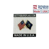 Vermont State Flag Lapel Pin (Double Waving Flag w/USA)