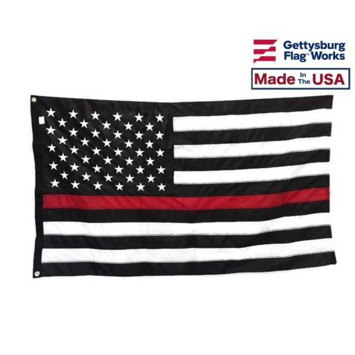 Thin Red Line Embroidered Flag
