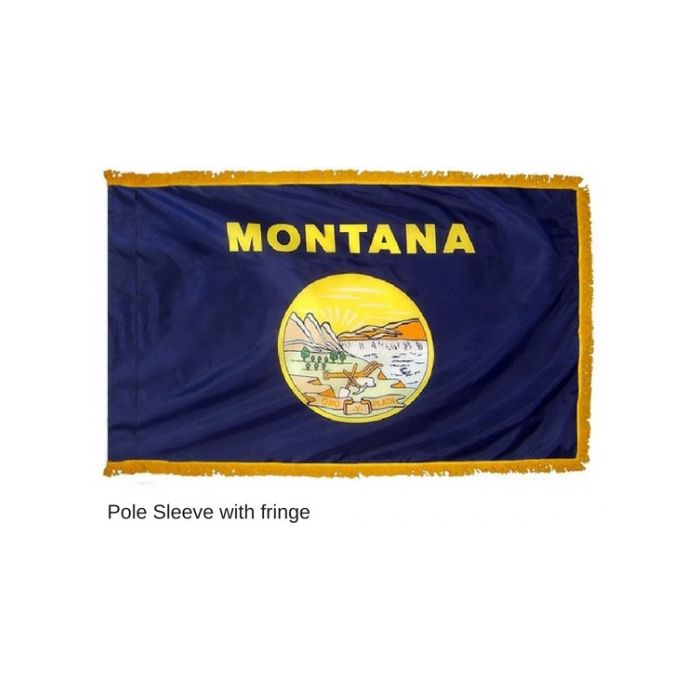Montana Flag, Nylon, Pole Sleeve & Fringe - 3x5'