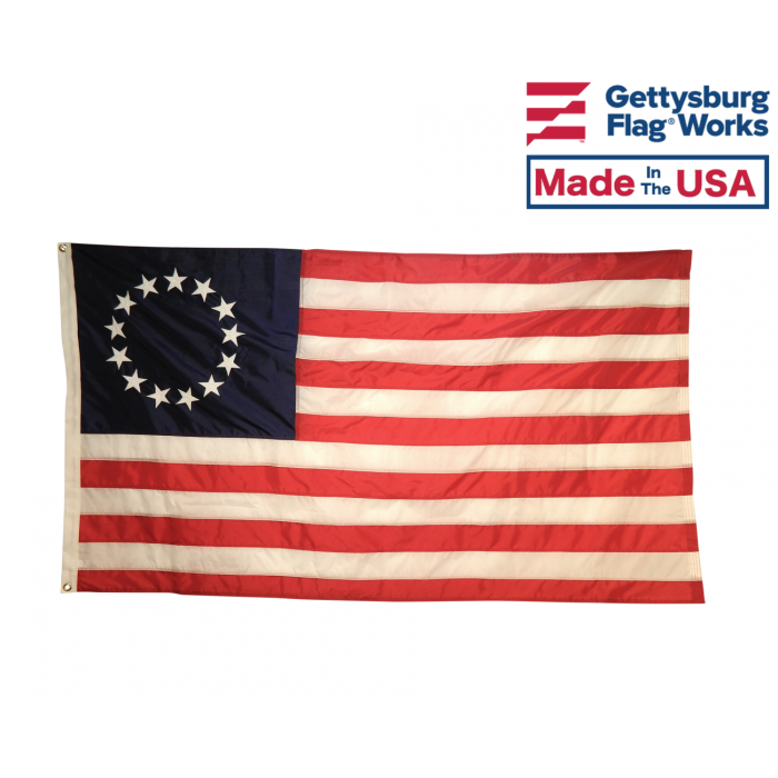 Betsy Ross Flag, 3x5', Nylon, Pole Hem