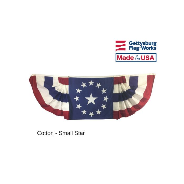 3x9' Oversized Pleated Fan Colonial Star Bunting Decoration 