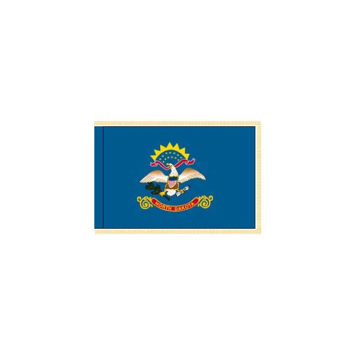 North Dakota Flag, Nylon, Pole Sleeve & Fringe - 3x5'